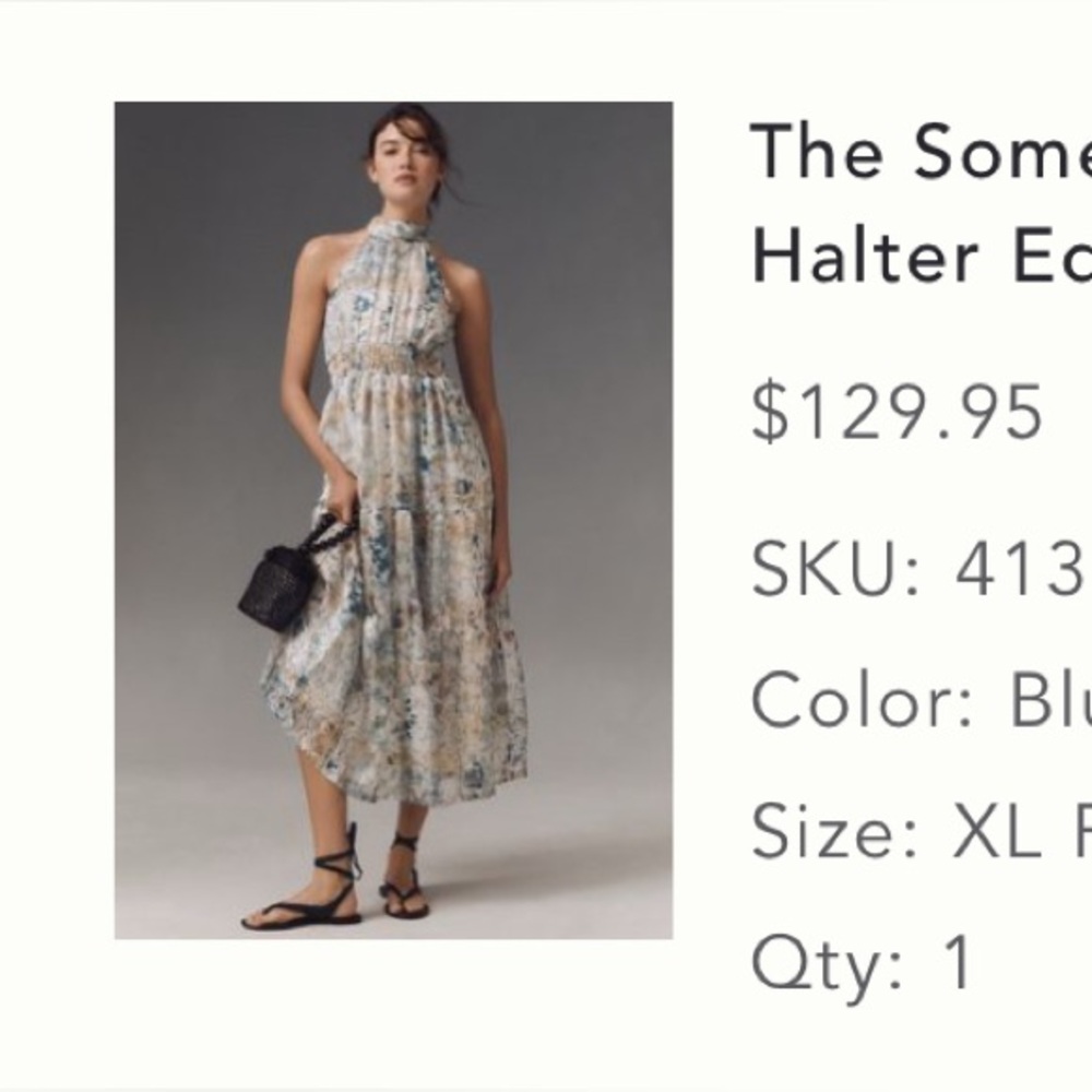 Anthropologie Blue Pattern Somerset Maxi Dress
